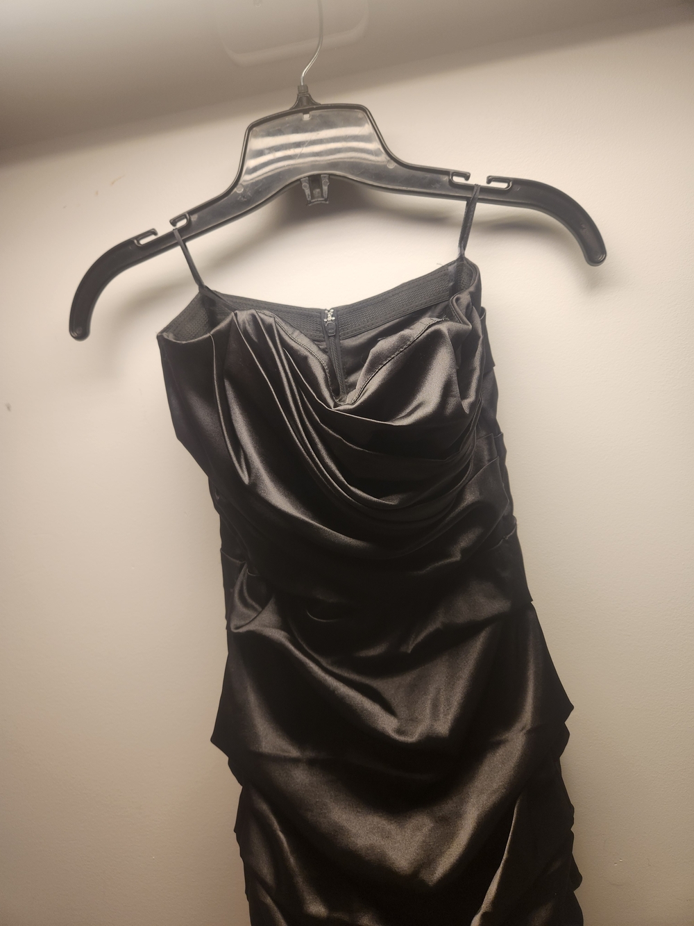 Black Satin Strapless Mermaid Gown - Picture 3 of 5